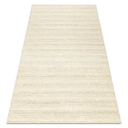 Tapis en laine TAHAR 99002B crème - TISSÉ À LA MAIN boucles, Lignes