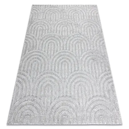 Tapis SANTO en sisal gris géométrique