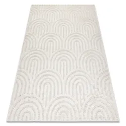 Tapis géométrique blanc en sisal, idéal pour une décoration contemporaine