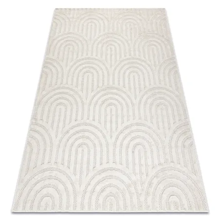 Tapis géométrique blanc en sisal, idéal pour une décoration contemporaine