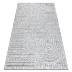 Tapis SANTO en sisal gris géométrique, idéal pour un décor moderne