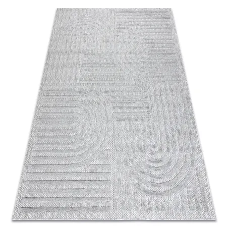 Tapis SANTO en sisal gris géométrique, idéal pour un décor moderne