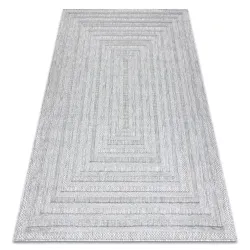 Tapis SANTO en sisal gris géométrique, idéal pour un décor moderne