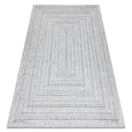 Tapis SANTO en sisal gris géométrique, idéal pour un décor moderne