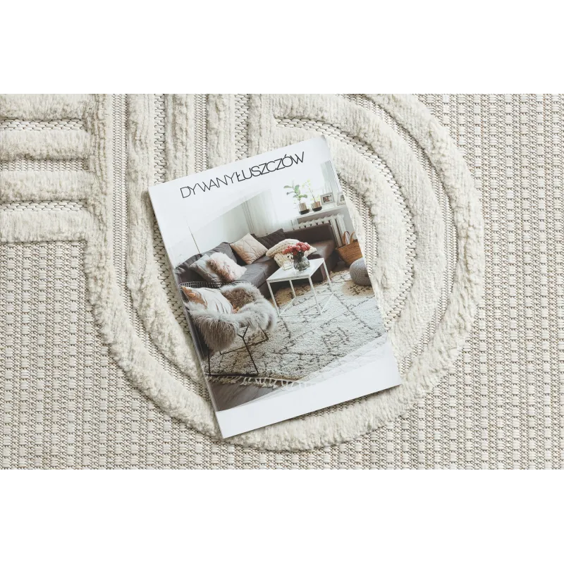 Tapis SANTO blanc à motif géométrique, idéal pour le salon ou la chambre