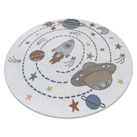 Tapis BONO 8288 cercle Espace, crème et anthracite, tapis moderne