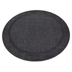 Tapis TIMO 5979 cercle SISAL extérieur cadre noir - PRODUIT DE DEUXIÈME QUALITÉ
