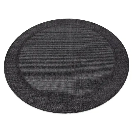 Tapis rond TIMO 5979 en sisal avec cadre noir pour l'extérieur