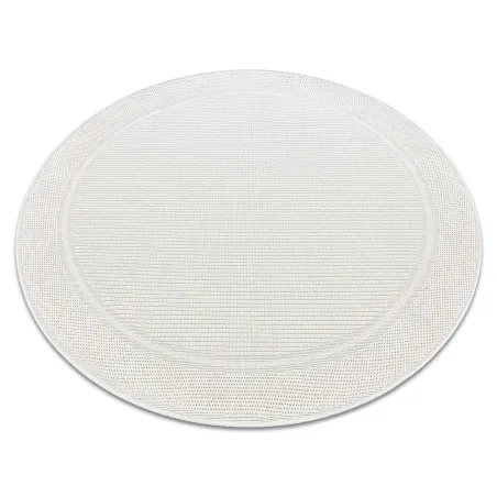 Tapis rond TIMO 5979 en sisal blanc - PRODUIT DE DEUXIÈME QUALITÉ, pour l'extérieur