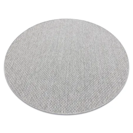Tapis rond TIMO 6272 en sisal gris clair, idéal pour l'extérieur