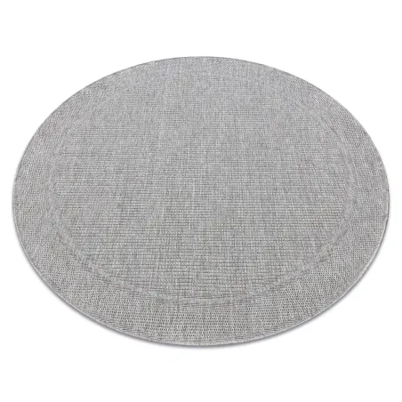 Tapis rond TIMO 5979 en sisal gris clair, parfait pour l'extérieur
