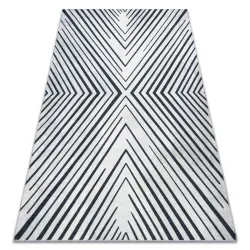 Tapis lavable ANDRE 2381 Rayures, géométrique antidérapant gris / noir - PRODUIT DE DEUXIÈME QUALITÉ
