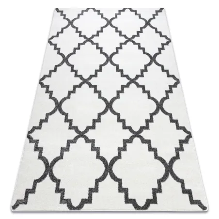 Tapis SKETCH crème avec motif trellis gris marocain
