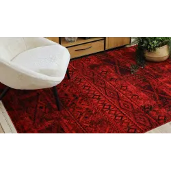 Dywan ORIENT 4722 bordo / czarny Orientalny, z frędzlami 