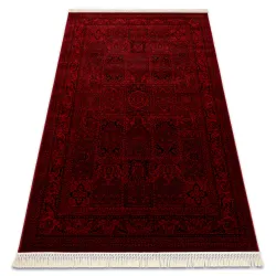 Tapis ORIENT 5365 bordeaux / noir Cadre, oriental, avec franges