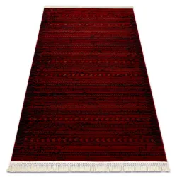 Tapis ORIENT 5820 bordeaux / noir Orientalal, rayures à franges