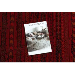 Dywan ORIENT 5820 bordo / czarny Orientalny, pasy z frędzlami 