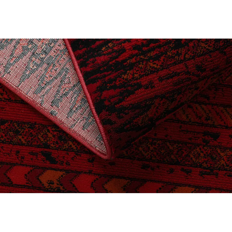 Dywan ORIENT 5820 bordo / czarny Orientalny, pasy z frędzlami 
