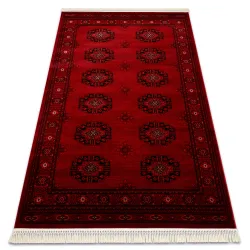 Tapis ORIENT 6871 bordeaux / noir Encadrement, classique, ornement, à franges