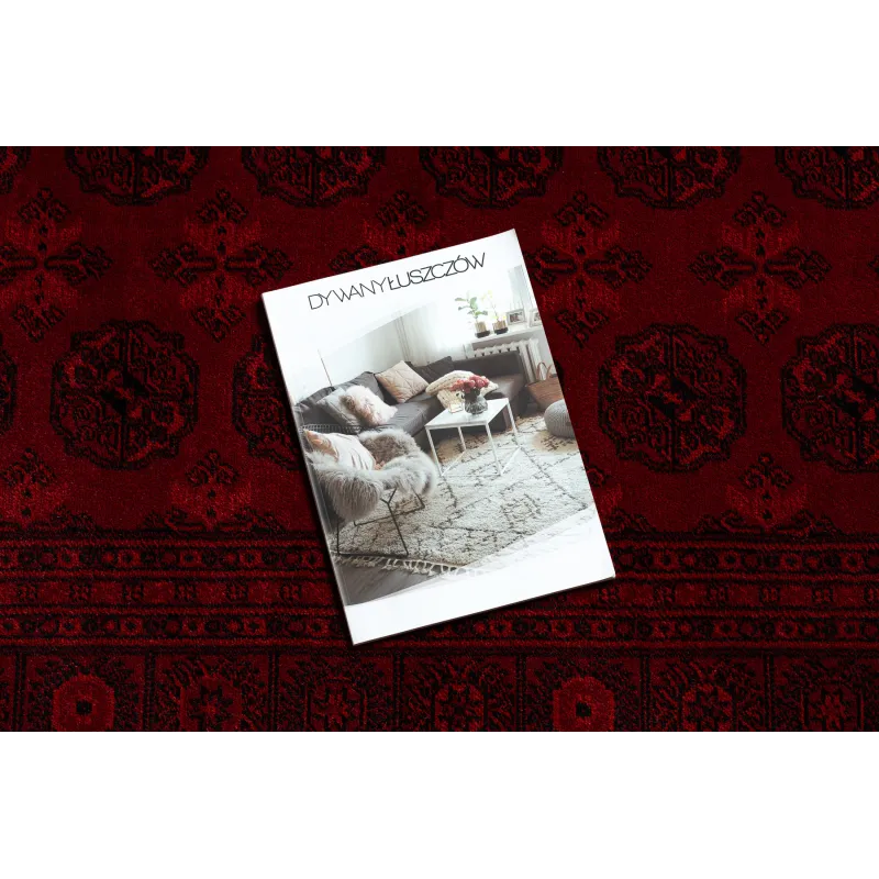 Dywan ORIENT 6889 bordo / czarny Buchara, ramka, orientalny, z frędzlami 