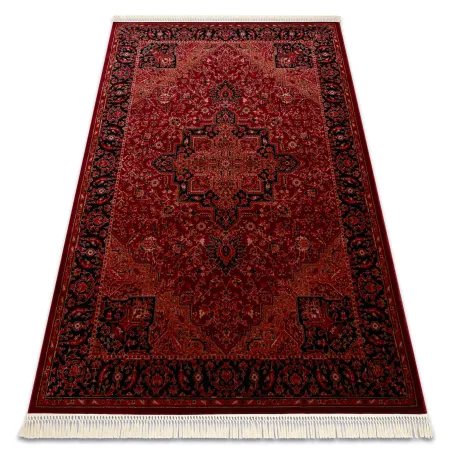 Dywan ORIENT Y307 bordo / czarny Ramka, klasyczny, ornament, z frędzlami 
