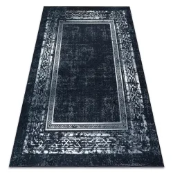 Tapis lavable ANDRE 1010 marbre vintage antidérapant - noir et blanc