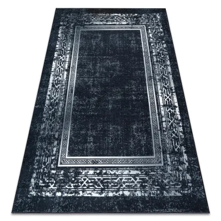 Tapis ANDRE 1010 marbre, vintage antidérapant - noir et blanc, classique