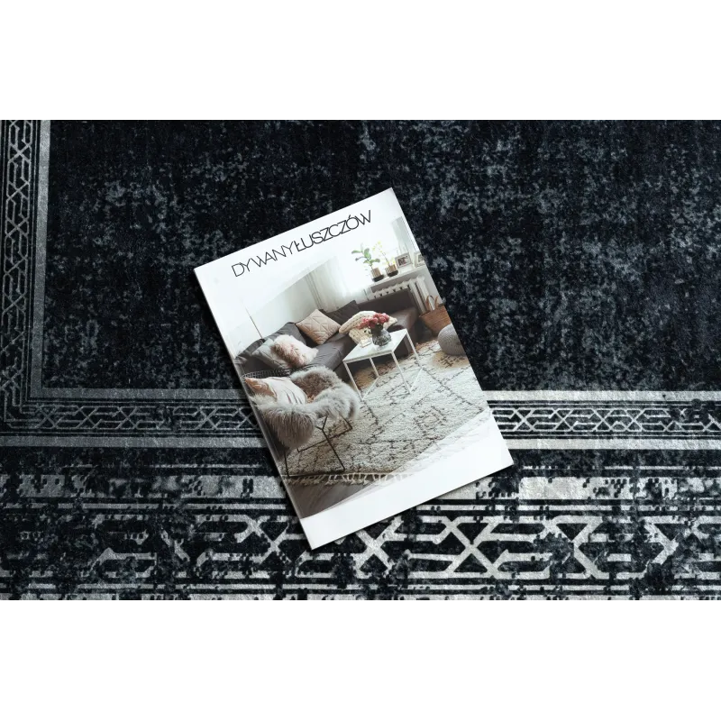 Tapis ANDRE 1010, noir et blanc vintage, parfait pour le salon