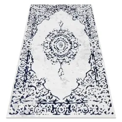 Tapis ALLURE 1961 Ornement, cadre - Structuré, stylé, glamour blanc / bleu