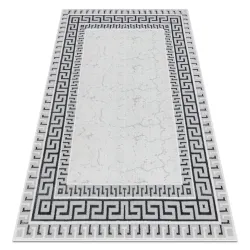 Tapis ALLURE 1960 Clé grecque, cadre - Structuré, élégant, glamour blanc / gris
