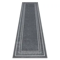 Tapis, passage ALLURE 1960 Clé grecque, cadre - Structuré, stylé, glamour gris