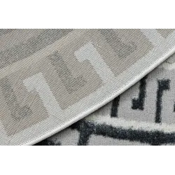 Dywan ALLURE 1960 koło, Grecki klucz, ramka - Strukturalny, stylowy, glamour biały / szary