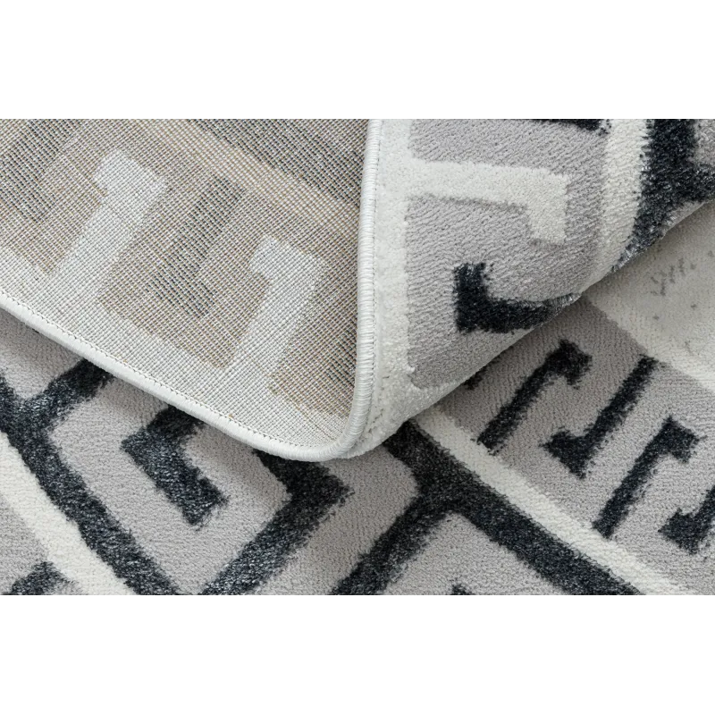 Dywan ALLURE 1960 koło, Grecki klucz, ramka - Strukturalny, stylowy, glamour biały / szary