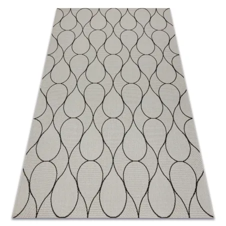 Tapis en sisal crème et noir, parfait pour les intérieurs modernes