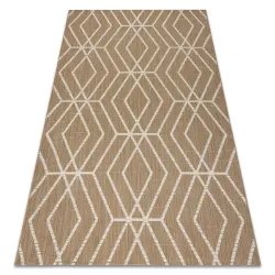 Tapis sisal géométrique en couleur paille beige naturel, matériau durable