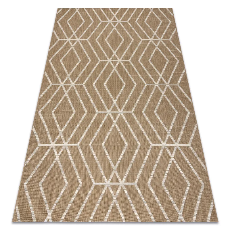 Tapis sisal géométrique en couleur paille beige naturel, matériau durable