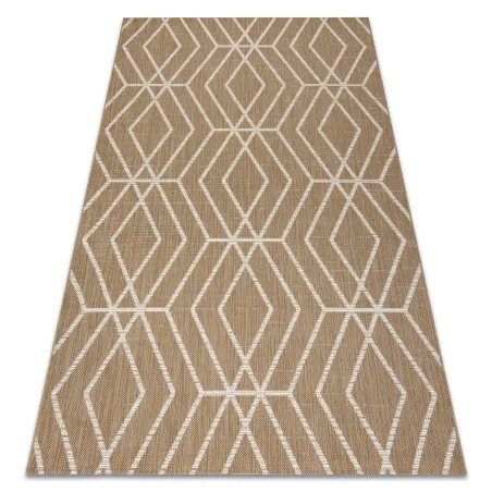Tapis sisal géométrique en couleur paille beige naturel, matériau durable