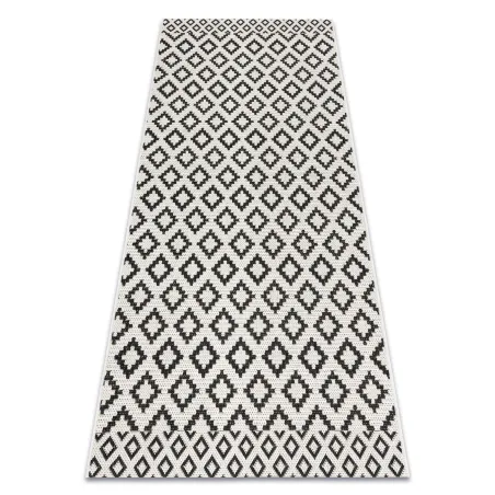 Tapis en sisal crème et noir, motif losanges, pour un intérieur contemporain