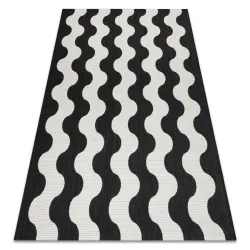 Tapis en sisal crème et noir, parfait pour des espaces modernes
