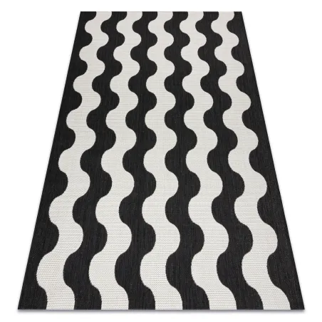 Tapis en sisal crème et noir, parfait pour des espaces modernes
