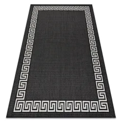 Tapis noir et crème, parfait pour un intérieur contemporain
