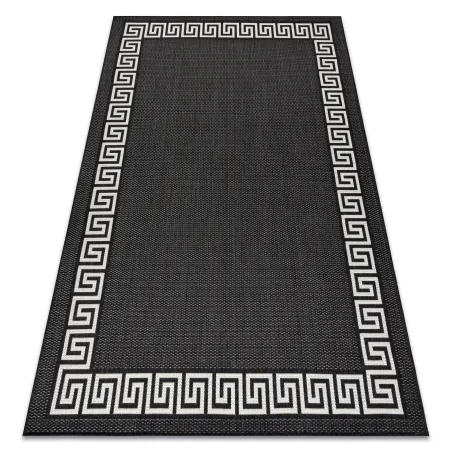 Tapis noir et crème, parfait pour un intérieur contemporain