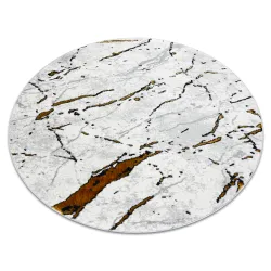 Tapis ALLURE 1963 rond Marbre - Structuré, élégant, glamour blanc / or