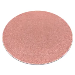 Tapis ETON PLUS rond rose poudré unicolore, monochrome, lisse