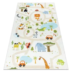 Tapis lavable BAMBINO 1165 zoo pour les enfants antidérapant beige - PRODUIT DE DEUXIÈME QUALITÉ