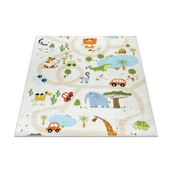 Tapis lavable BAMBINO 1165 zoo pour les enfants antidérapant beige - PRODUIT DE DEUXIÈME QUALITÉ