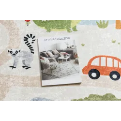 Tapis lavable BAMBINO 1165 zoo, beige, pour enfants, pratique et élégant
