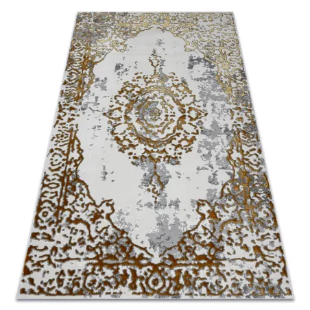 Dywan ALLURE 1961 Ornament, ramka - Strukturalny, stylowy, glamour złoty / biały 