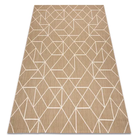 Tapis sisal géométrique beige naturel, élégant et pratique pour la maison