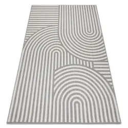 Tapis en sisal gris et crème, parfait pour les intérieurs contemporains